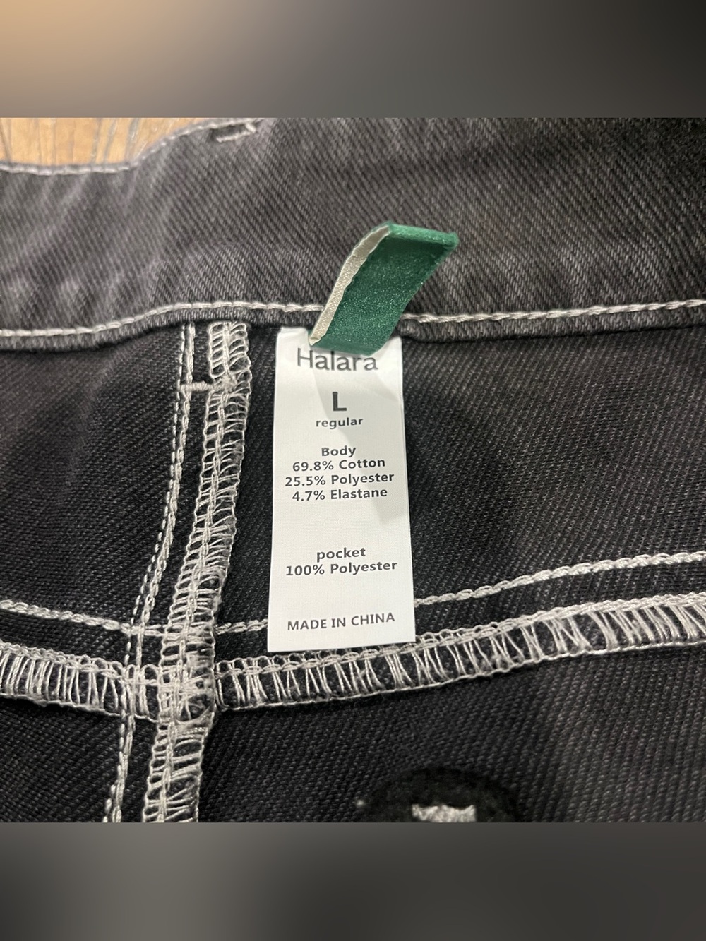 NWT Halara Flex Denim Mid Rise Gray Flare Jeans Zipper And Bottom Fly Sz Large - Picture 9 of 12
